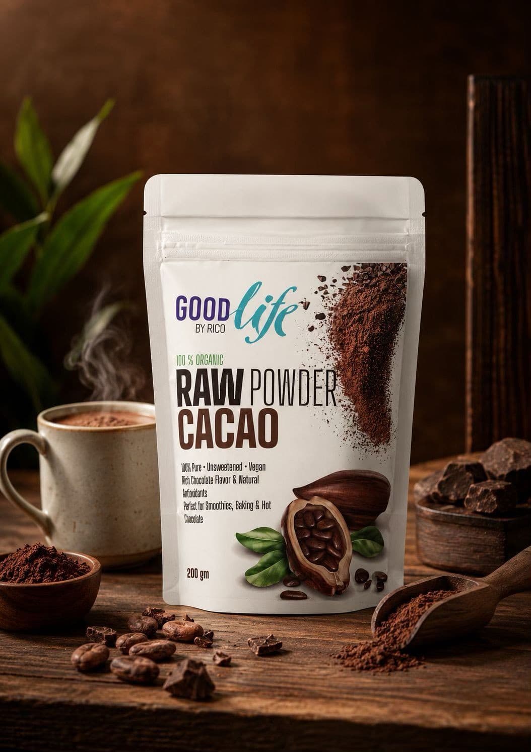 Organic Raw Cacao Powder – 100% Pure (200 gm)
